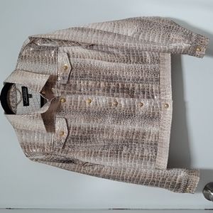 Linear metallic denim style jacket